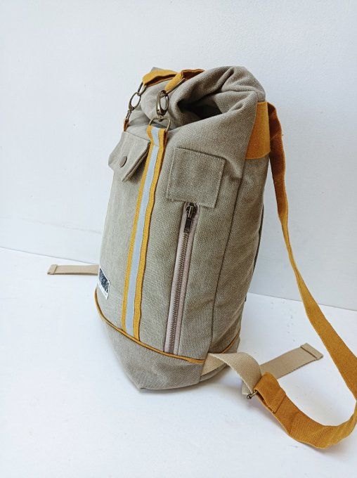 Sac à dos coursier toile Cayman beige