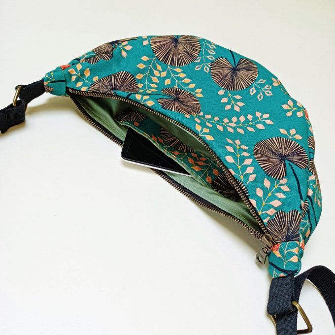Sac demi-lune coton Pndichery vert  