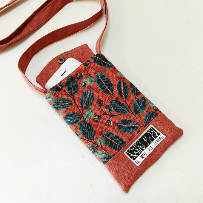 Pochette téléphone portable - Lin imprimé Life style /lin uni