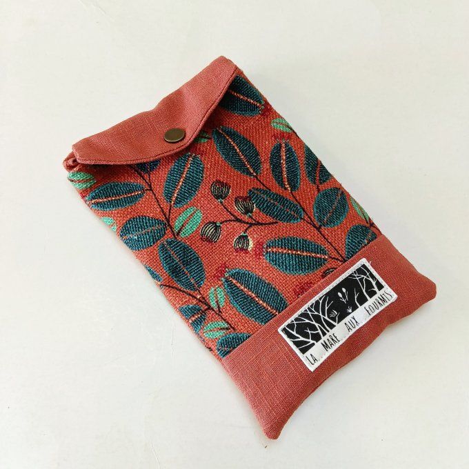 Pochette téléphone portable - Lin imprimé Life style /lin uni
