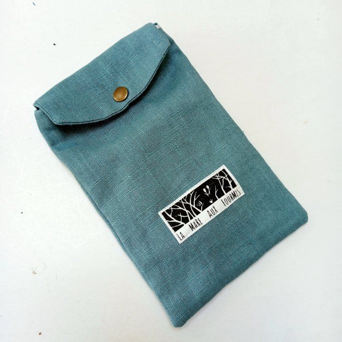 Pochette téléphone portable - Lin lavé céladon