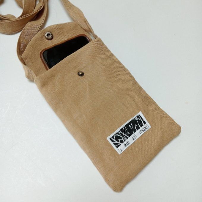 Pochette téléphone portable - Lin lavé maïs