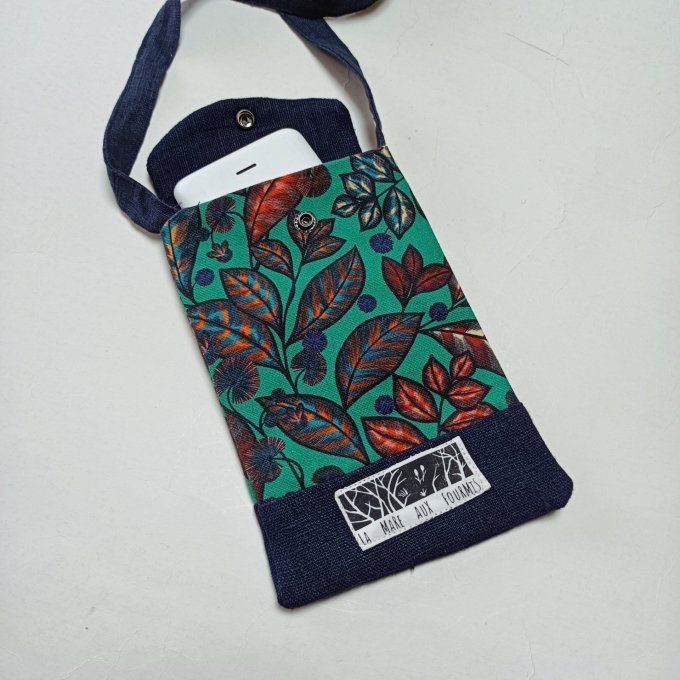 Pochette téléphone portable - Lin lavé maine - Rainbow tree
