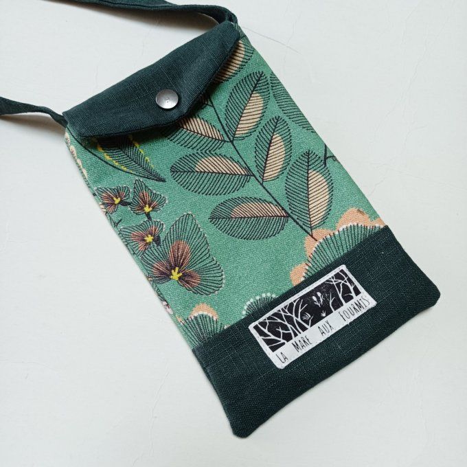 Pochette téléphone portable - Lin lavé vert - Végétal
