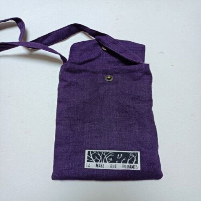 Pochette téléphone portable - Lin lavé violet foncé