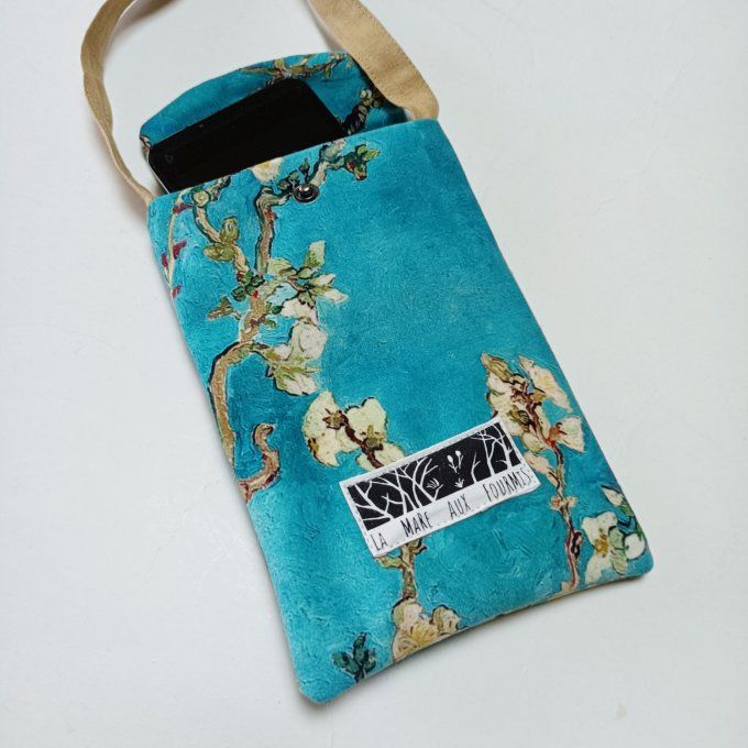 Pochette téléphone portable - Velours Van Gogh bleu
