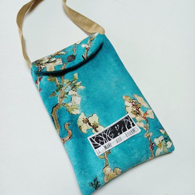 Pochette téléphone portable - Velours Van Gogh bleu