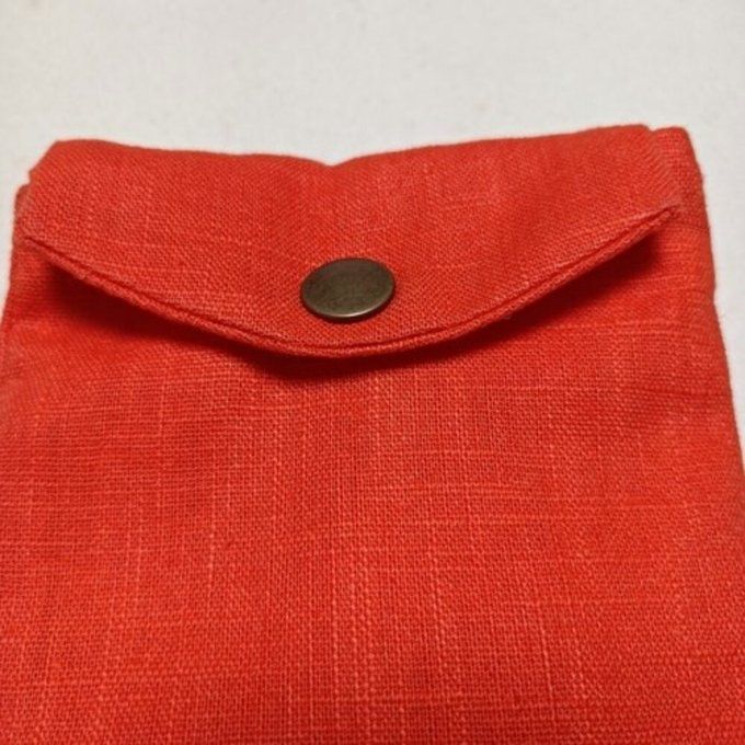 Pochette téléphone portable - Lin lavé orange