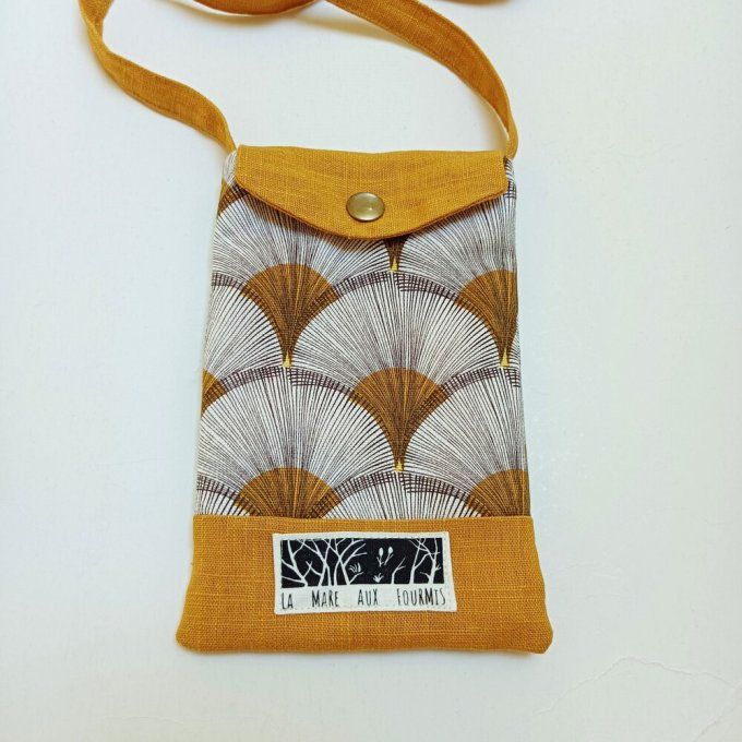 Pochette téléphone portable - Lin lavé jaune -Coton Papyrus de Maison Thévenon