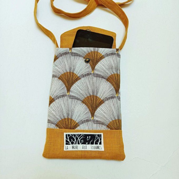 Pochette téléphone portable - Lin lavé jaune -Coton Papyrus de Maison Thévenon