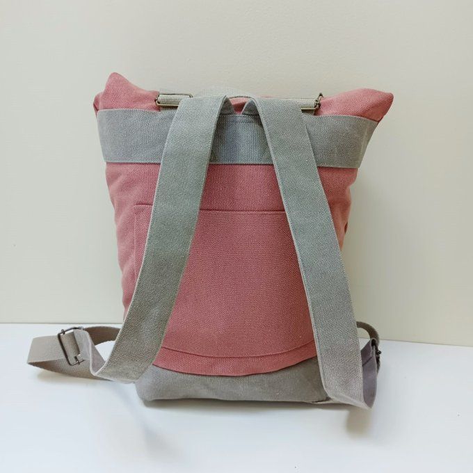 Sac à dos coursier toile Cayman terracotta - beige