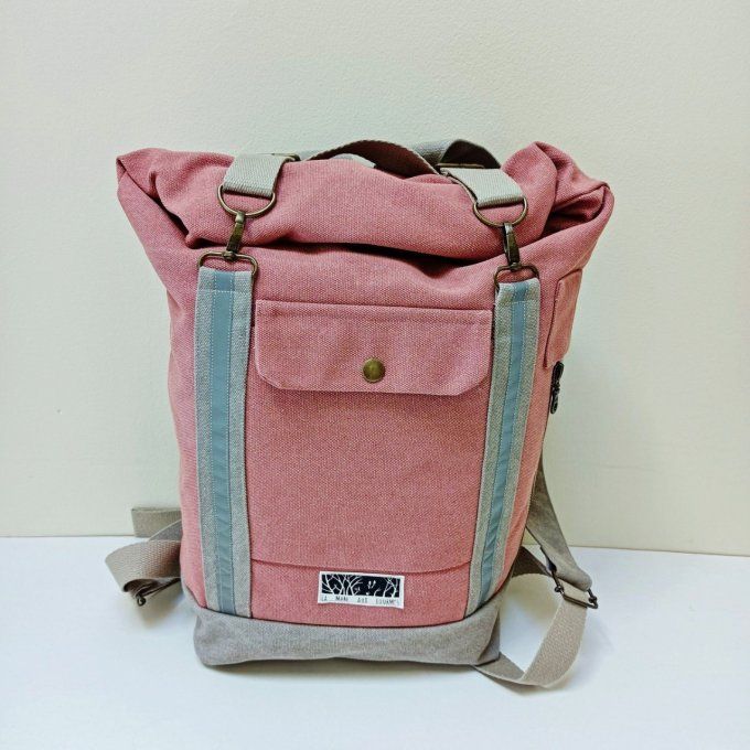 Sac à dos coursier toile Cayman terracotta - beige