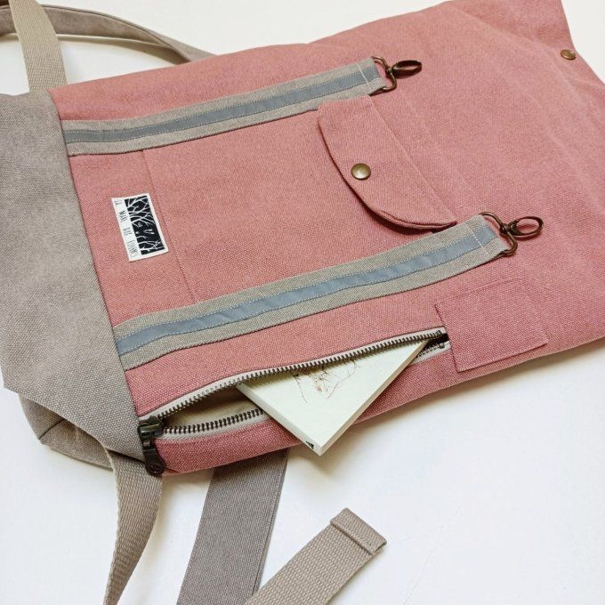Sac à dos coursier toile Cayman terracotta - beige