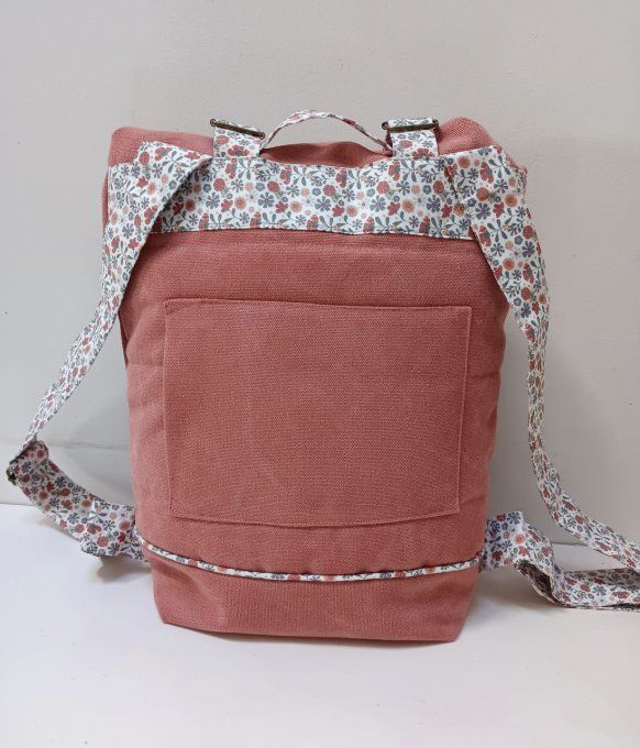 Sac à dos coursier toile Cayman terracotta - Fleurs