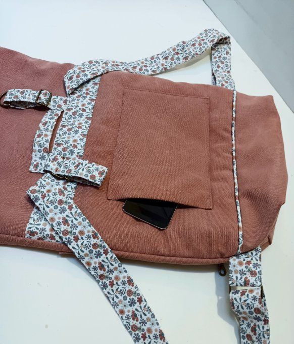 Sac à dos coursier toile Cayman terracotta - Fleurs