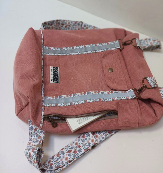 Sac à dos coursier toile Cayman terracotta - Fleurs