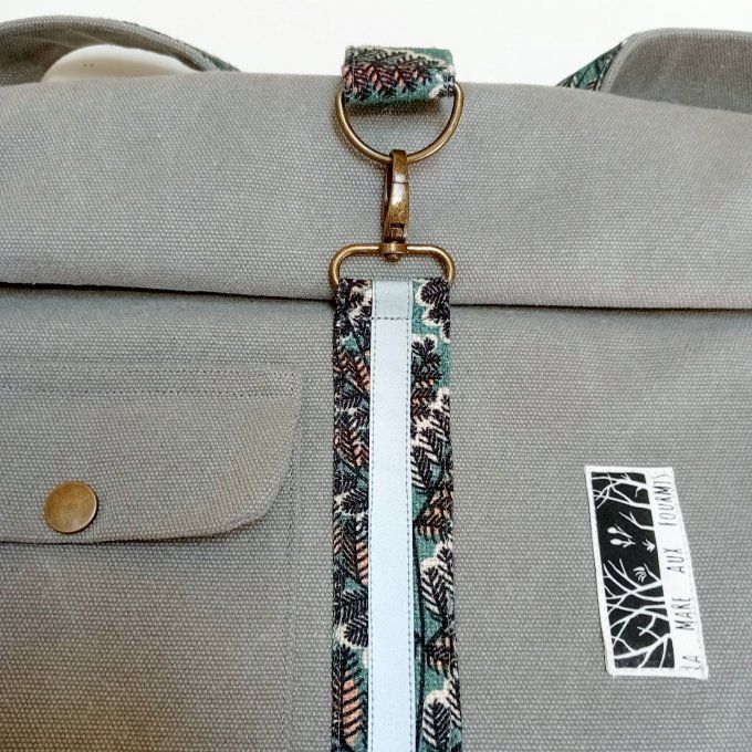 Sac à dos zip-top toile Cayman gris / lin vert Victoire