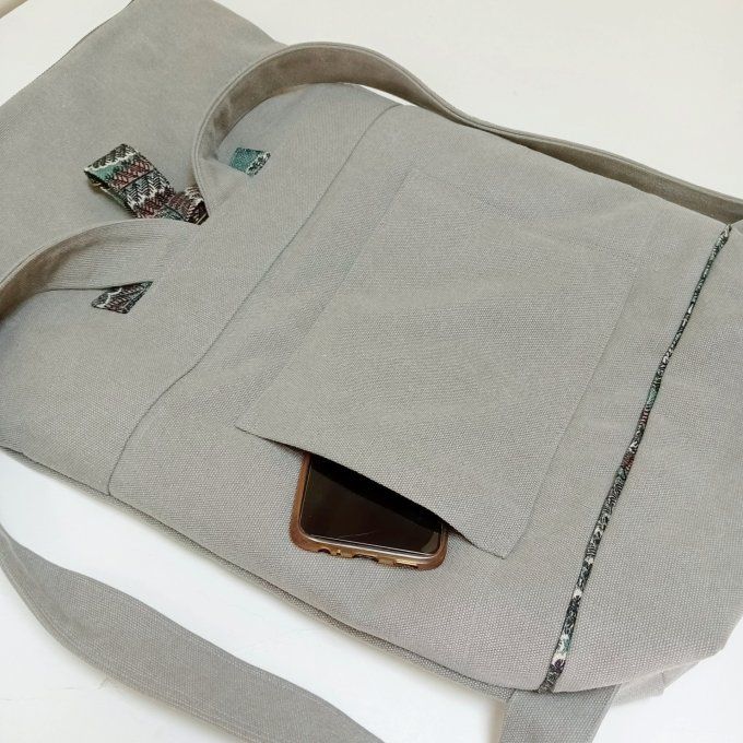 Sac à dos zip-top toile Cayman gris / lin vert Victoire