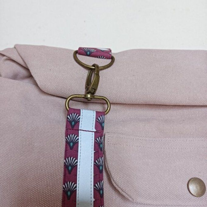 Sac à dos coursier toile Cayman rose - Coton imprimé japonais