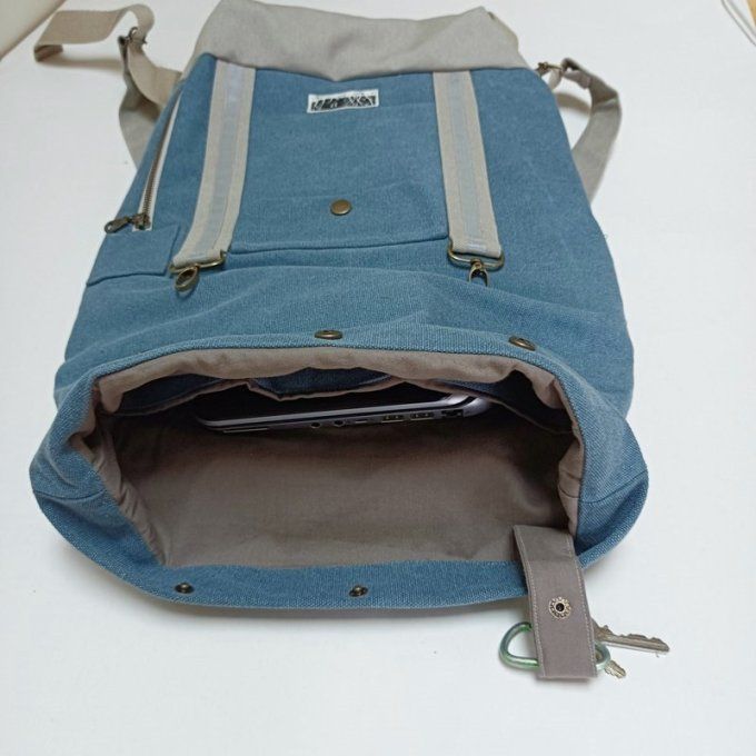 Sac à dos coursier toile Cayman bleu denim 