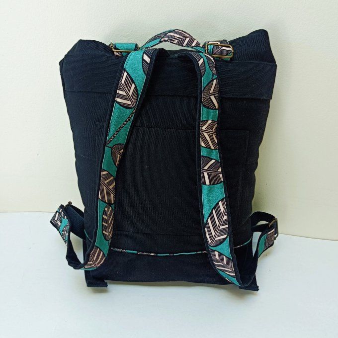 Sac à dos coursier toile Thèbes noire - éventails jaune - Copie
