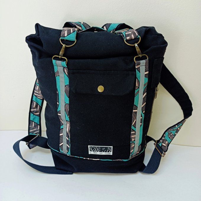Sac à dos coursier toile Thèbes noire - éventails jaune - Copie