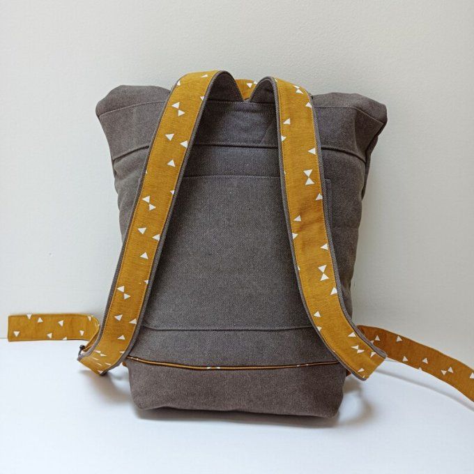 Sac à dos coursier toile Cayman taupe - jaune