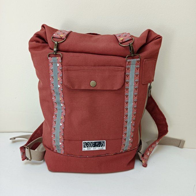 Sac à dos coursier toile Thèbes terracotta - Eventails