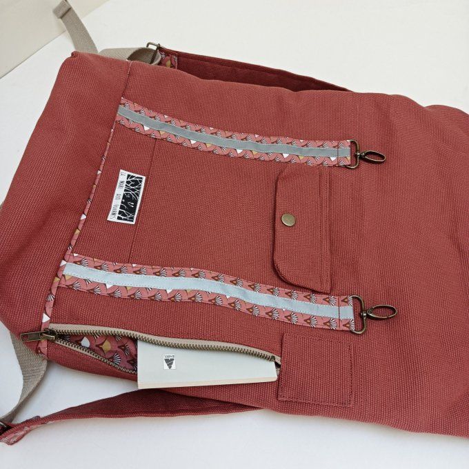 Sac à dos coursier toile Thèbes terracotta - Eventails