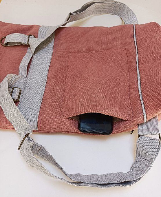 Sac à dos coursier toile Cayman terracotta - beige