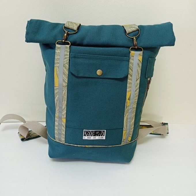 Sac à dos coursier toile Thèbes vert -Harvest jaune