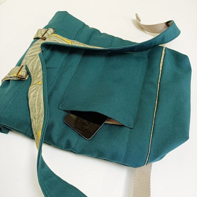 Sac à dos coursier toile Thèbes vert -Harvest jaune