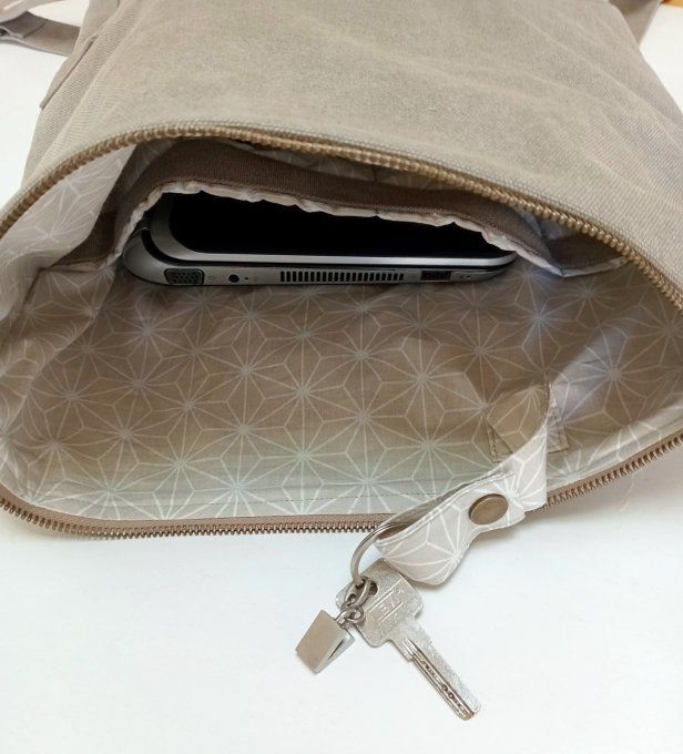 Sac à dos zip top toile Cayman ficelle