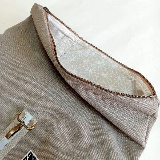 Sac à dos zip top toile Cayman ficelle
