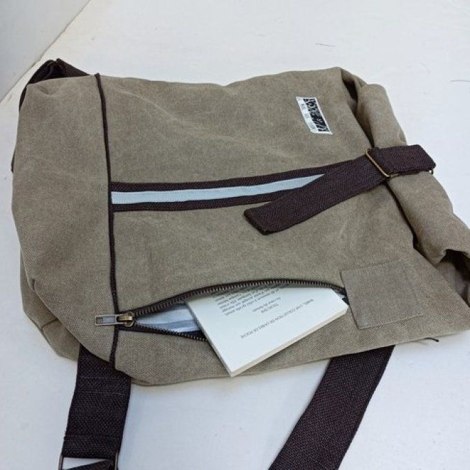 Sac à dos rolltop kaki-brun