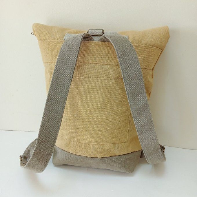 Sac à dos zip top toile Cayman jaune/beige 