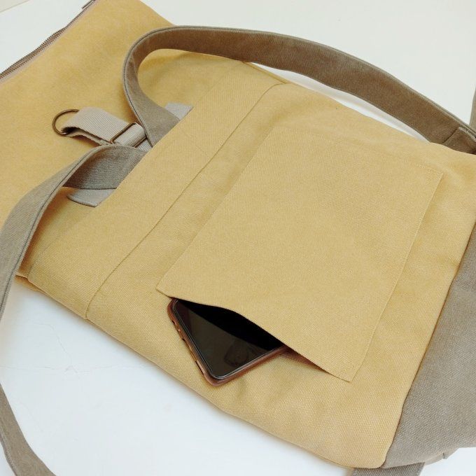 Sac à dos zip top toile Cayman jaune/beige 