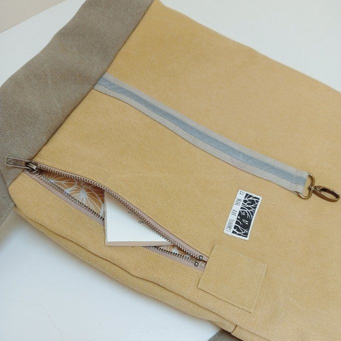 Sac à dos zip top toile Cayman jaune/beige 