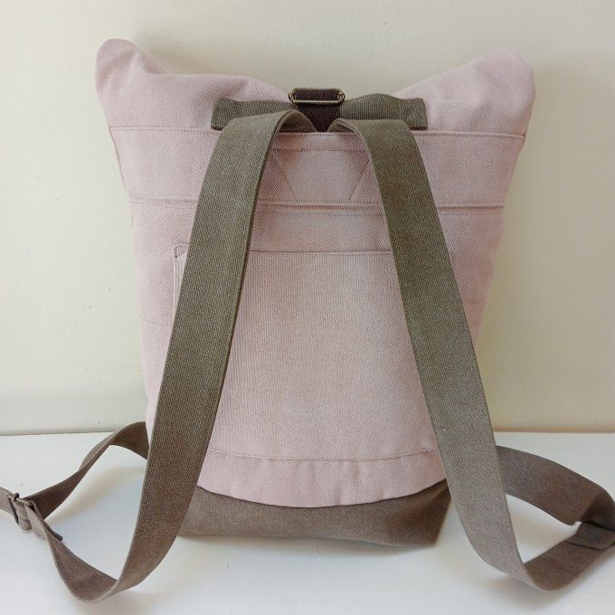 Sac à dos zip top toile Cayman jrose/taupe 