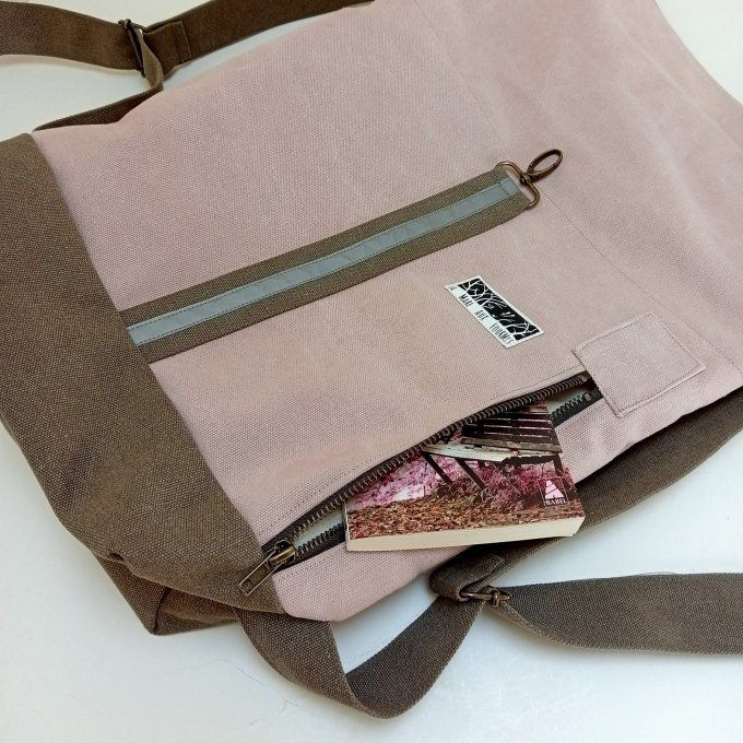 Sac à dos zip top toile Cayman jrose/taupe 