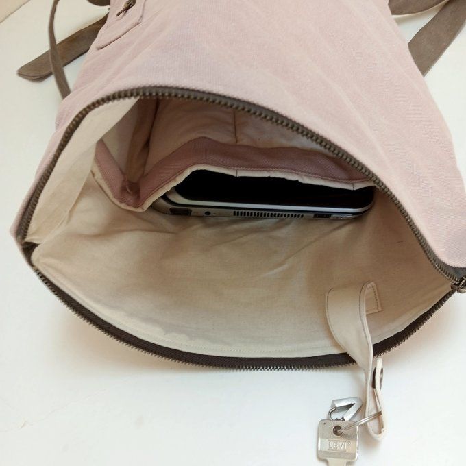 Sac à dos zip top toile Cayman jrose/taupe 