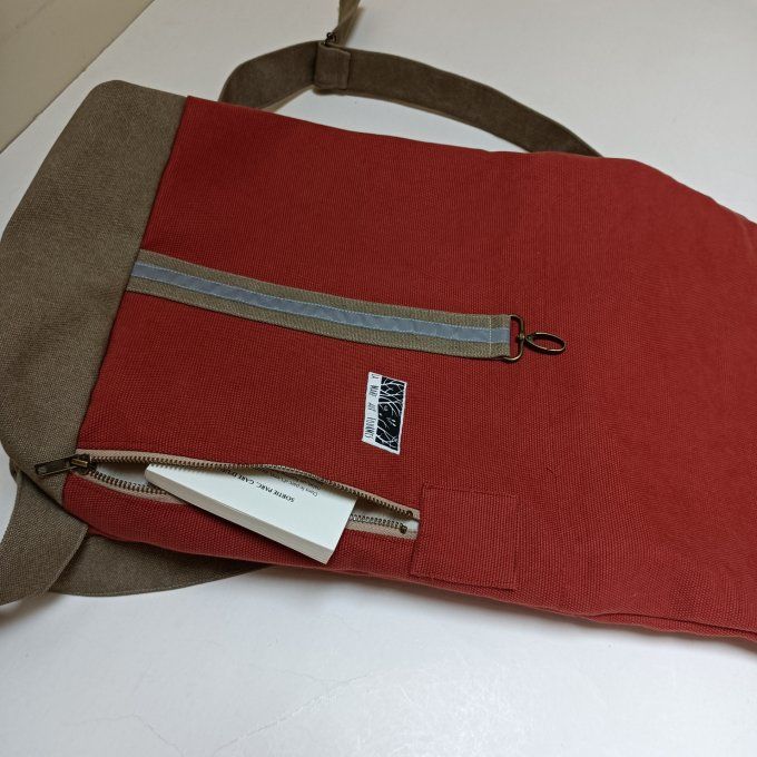Sac à dos zip top toile coton Thèbes terra/bronze 