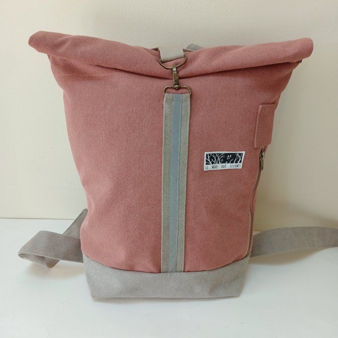 Sac à dos zip top toile Cayman terra/beige