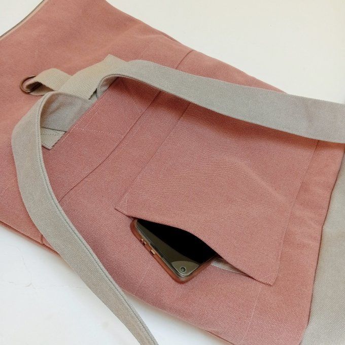 Sac à dos zip top toile Cayman terra/beige