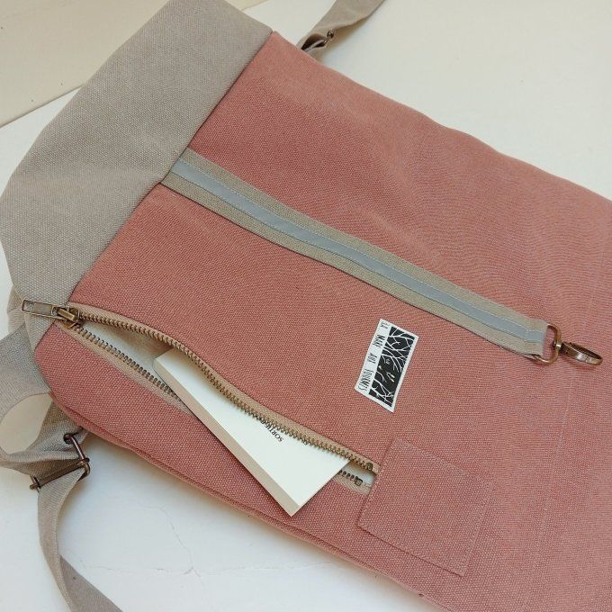 Sac à dos zip top toile Cayman terra/beige