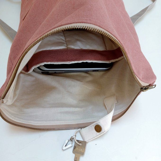 Sac à dos zip top toile Cayman terra/beige