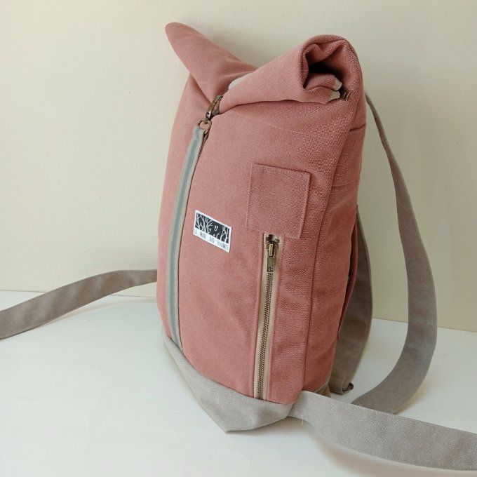 Sac à dos zip top toile Cayman terra/beige