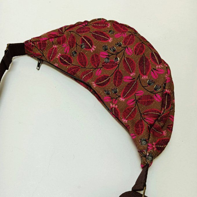 Sac demi-lune -  lin Life Style marron/rose