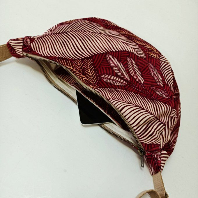 Sac demi-lune - velours Sintra rouge 