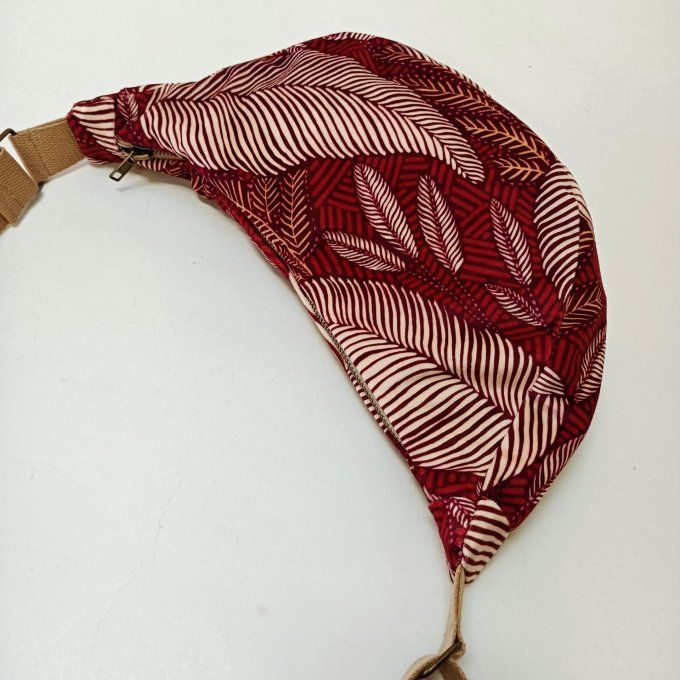 Sac demi-lune - velours Sintra rouge 